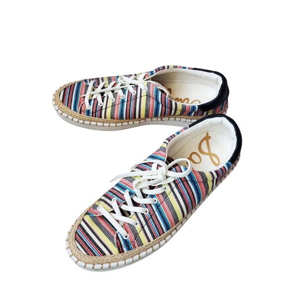 Sam Edelman Kave Multi Striped Lace Up Sneaker Women Shoe Size 8.5 Never Worn - Picture 3 of 10